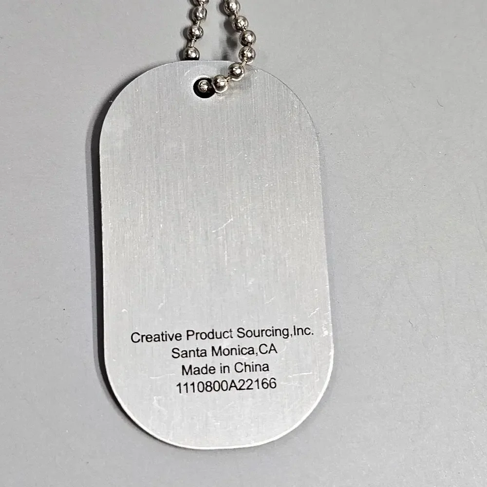 D.A.R.E. To Resist Drugs and Violence Dog Tag Necklace Silvertone Bead Chain Vtg